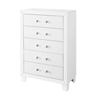 49" White Wood Five Drawer Dresser