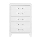 49" White Wood Five Drawer Dresser