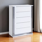 49" White Wood Lighted Five Drawer Dresser