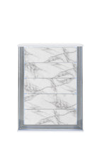 49" Silver And White Wood Faux Marble Lighted Five Drawer Dresser