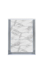 49" Silver And White Wood Faux Marble Lighted Five Drawer Dresser