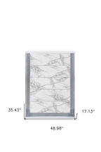 49" Silver And White Wood Faux Marble Lighted Five Drawer Dresser