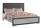 Gray Ribbed Texture Wood And Upholstery King Bed Frame