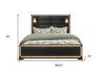 Black Faux Crystal Bling Wood And Upholstery Lighted King Bed Frame