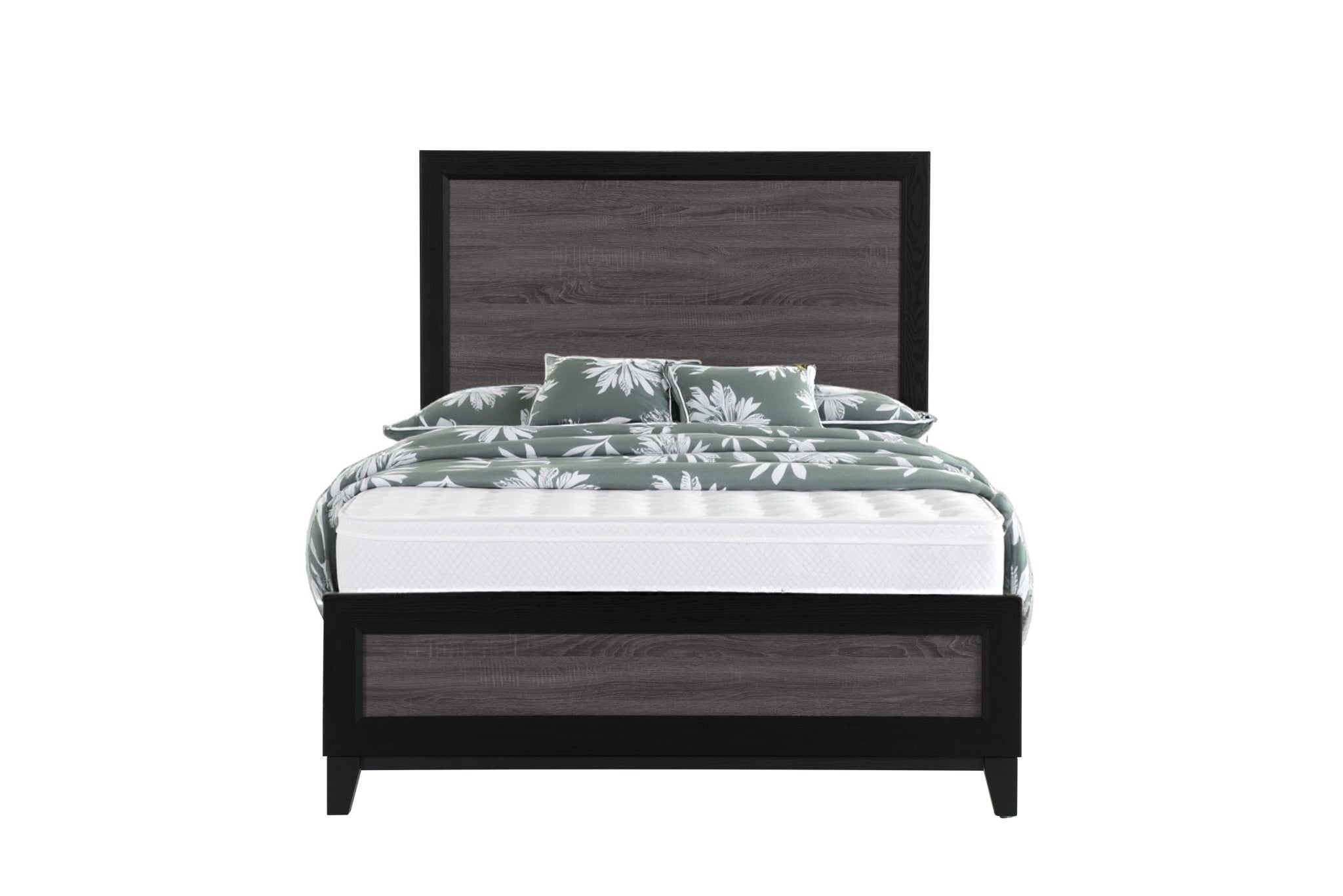 Black And Gray Inlaid Panels Full Bed Frame