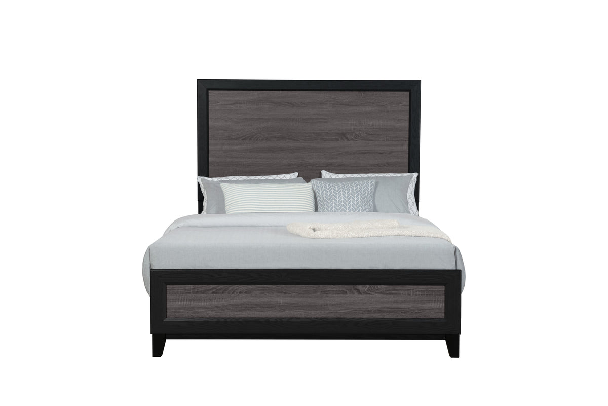 Gray and Black Wood King Bed Frame