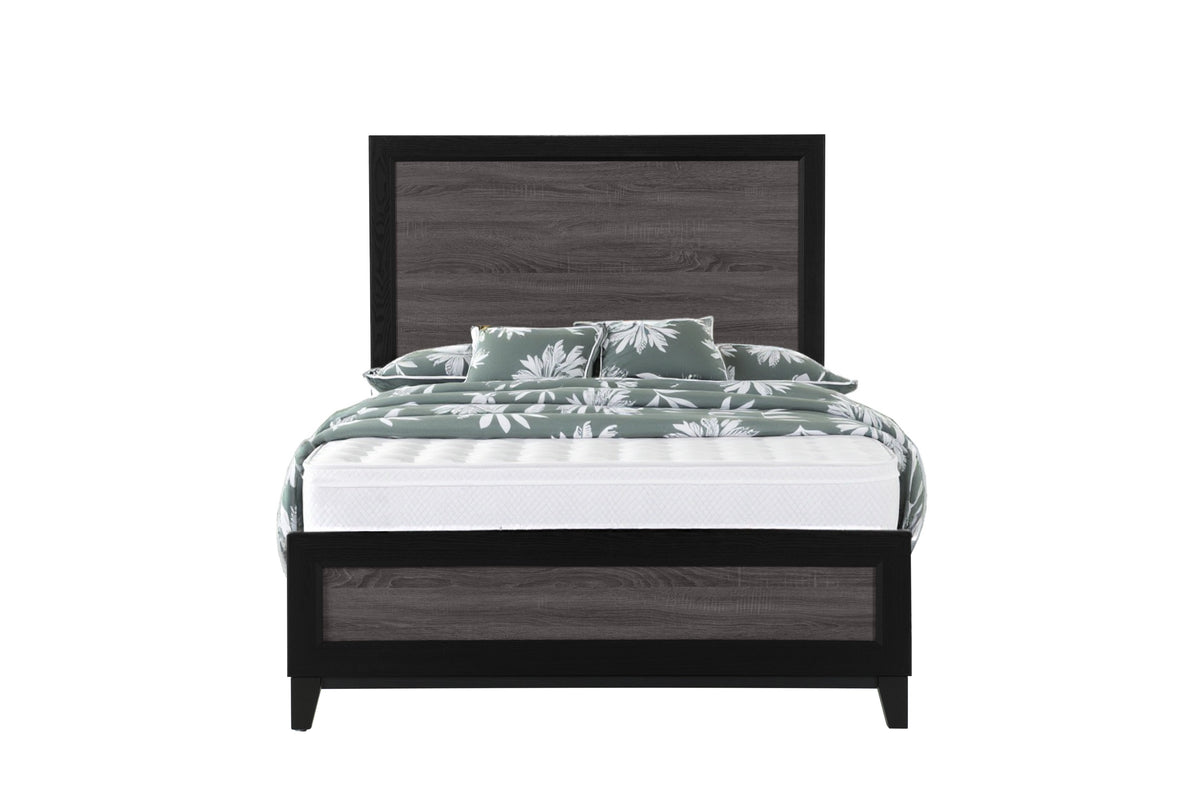 Gray and Black Wood King Bed Frame