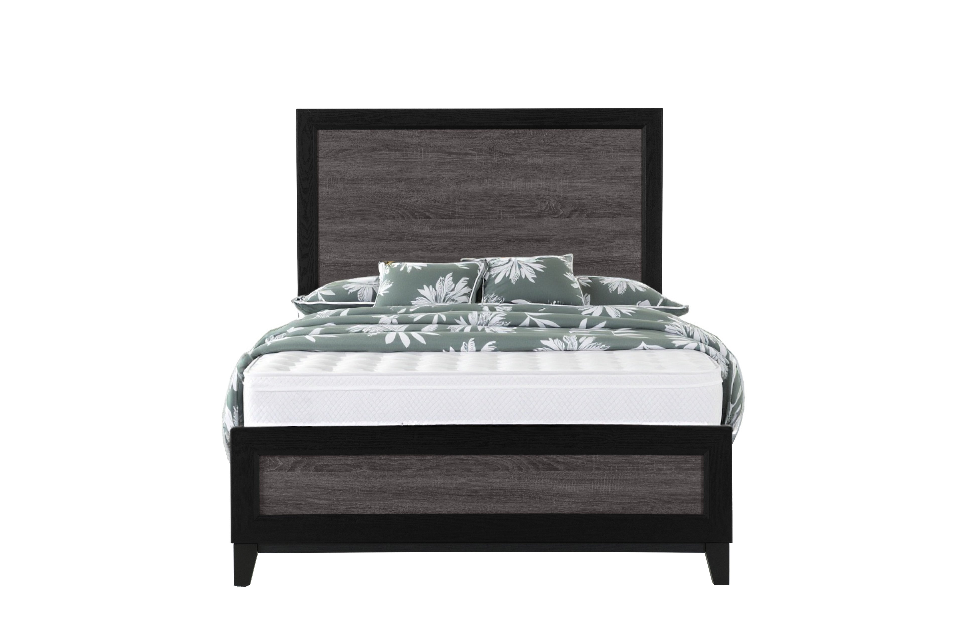 Gray and Black Wood King Bed Frame