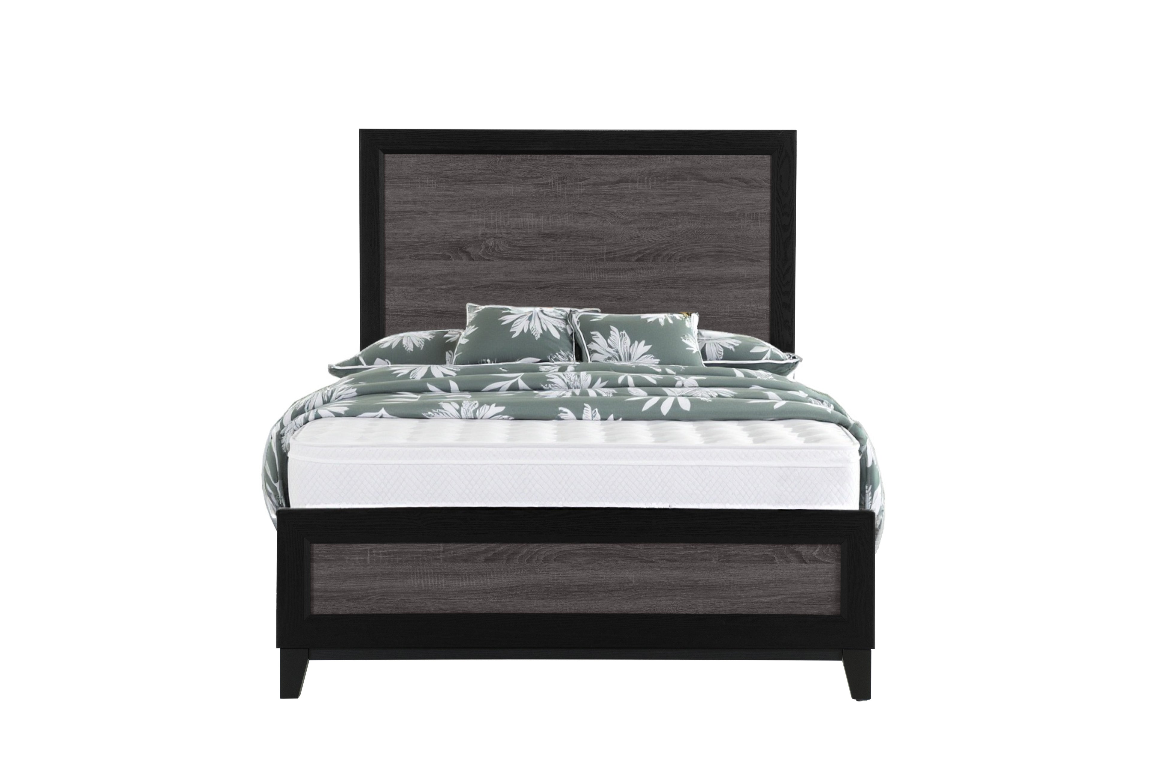 Gray and Black Wood King Bed Frame