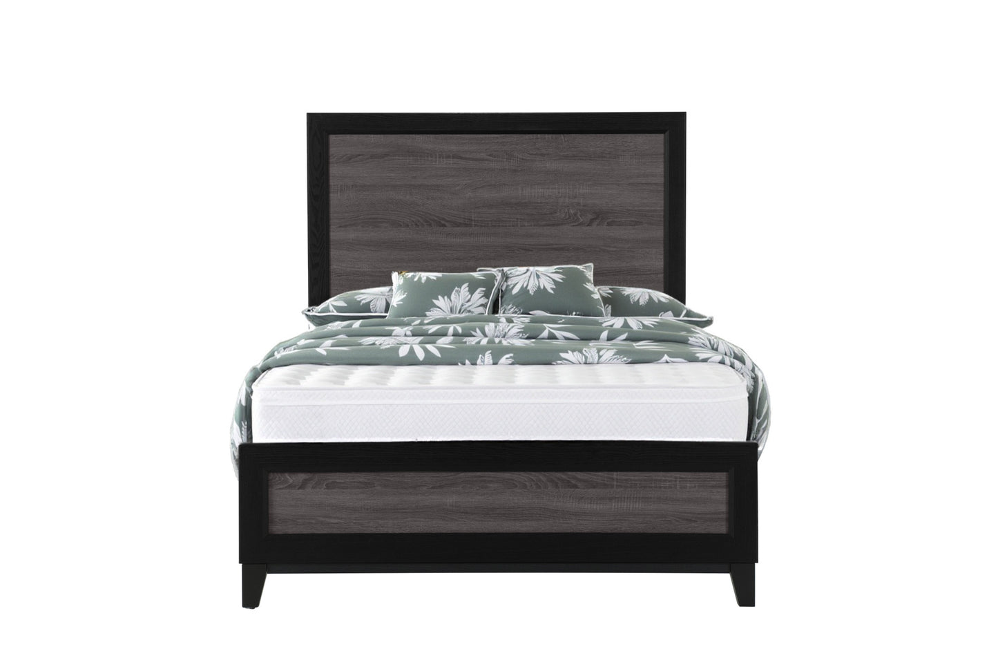 Black And Gray Inlaid Panels Queen Bed Frame