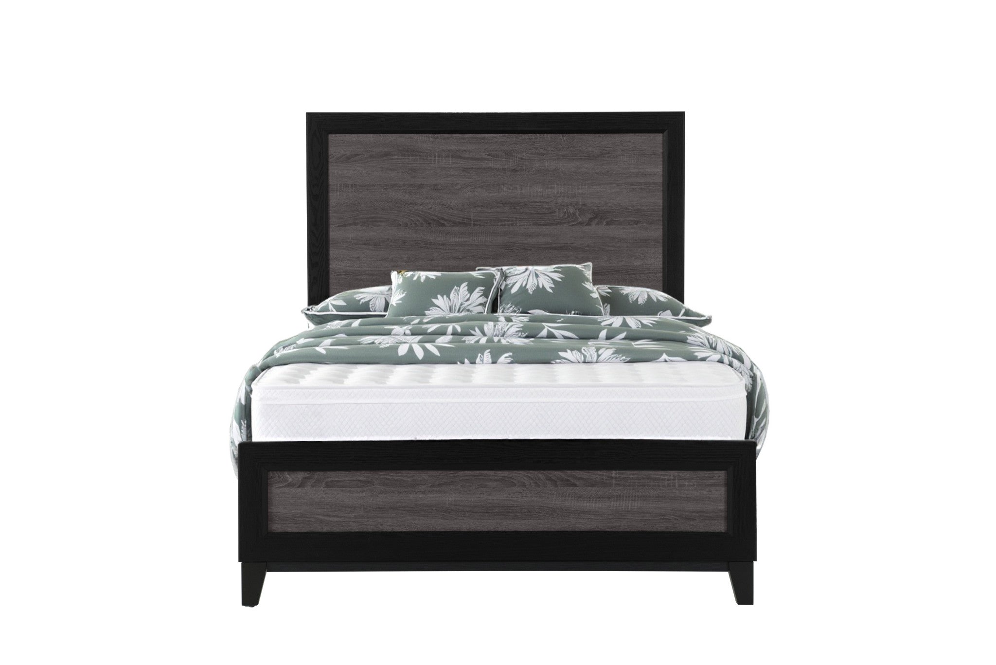 Black And Gray Inlaid Panels Queen Bed Frame
