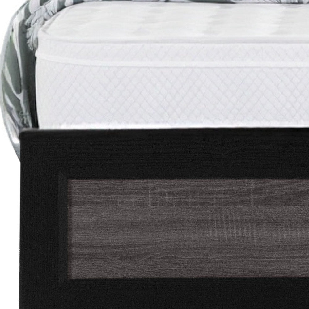Black And Gray Inlaid Panels Queen Bed Frame