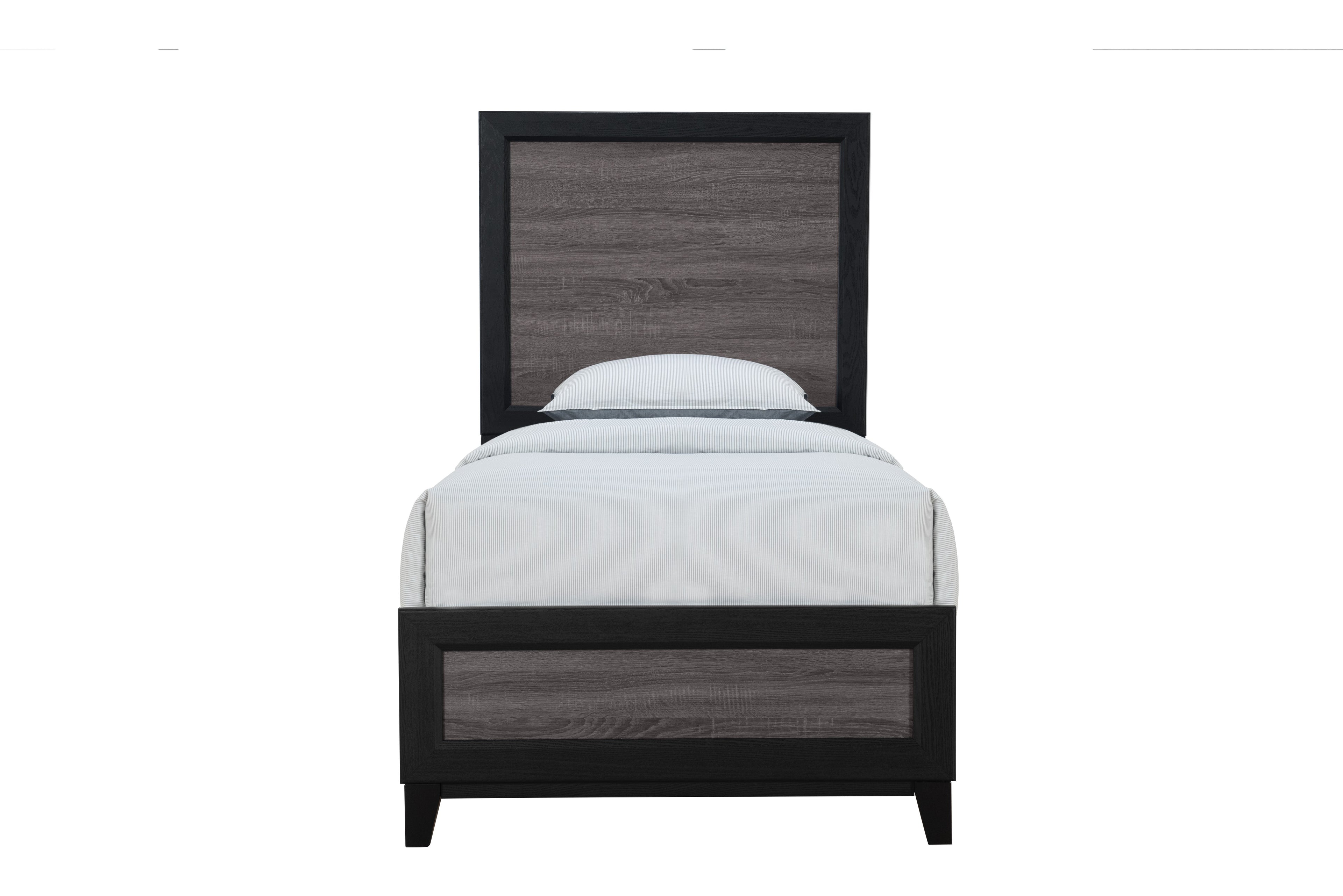 Black and Gray Wood Twin Bed Frame