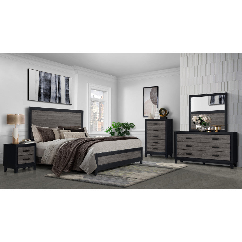 Black and Gray Wood Twin Bed Frame