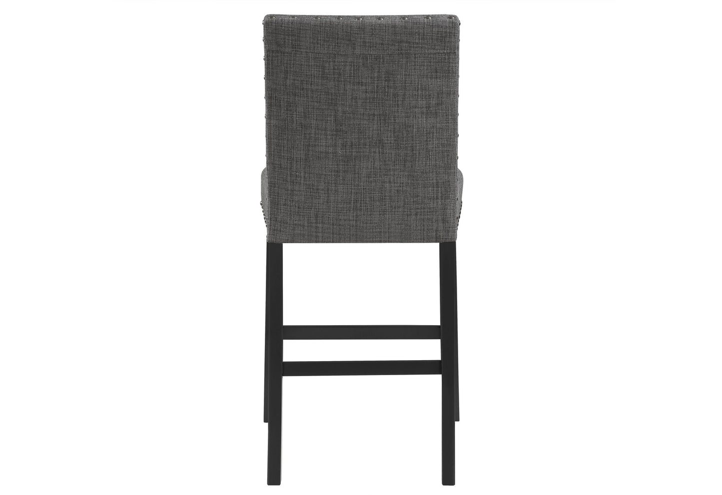 Set of Two 26" Gray and Black Wood and Fabric Counter Height Bar Chairs