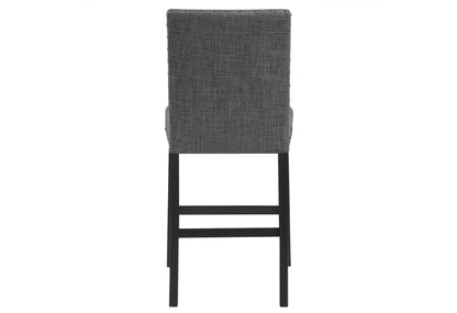 Set of Two 26" Gray and Black Wood and Fabric Counter Height Bar Chairs
