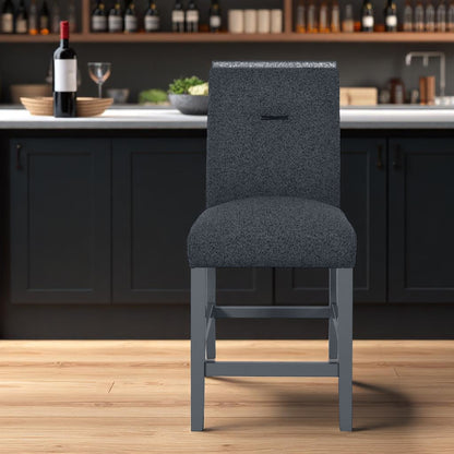 25" Dark Gray Wood and Suede Counter Height Bar Chair