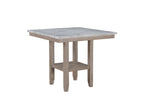 42" White and Natural Faux Marble and Wood Square Bar Table