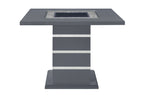 47" Dark Gray Silver And Black Glass Faux Crystal And Wood Square Bar Table