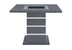 47" Dark Gray Silver And Black Glass Faux Crystal And Wood Square Bar Table