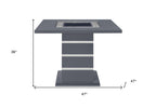 47" Dark Gray Silver And Black Glass Faux Crystal And Wood Square Bar Table