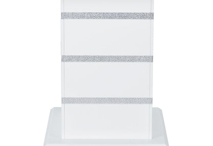47" White Silver And Black Glass Faux Crystal And Wood Square Bar Table