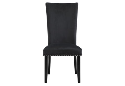 Set of Two Black Upholstered Velvet Dining Side Chairs