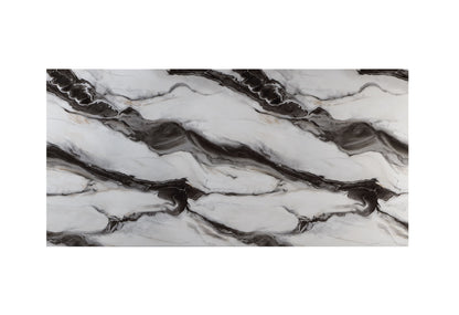82" Black and White Faux Marble and Wood Double Pedestal Base Dining Table