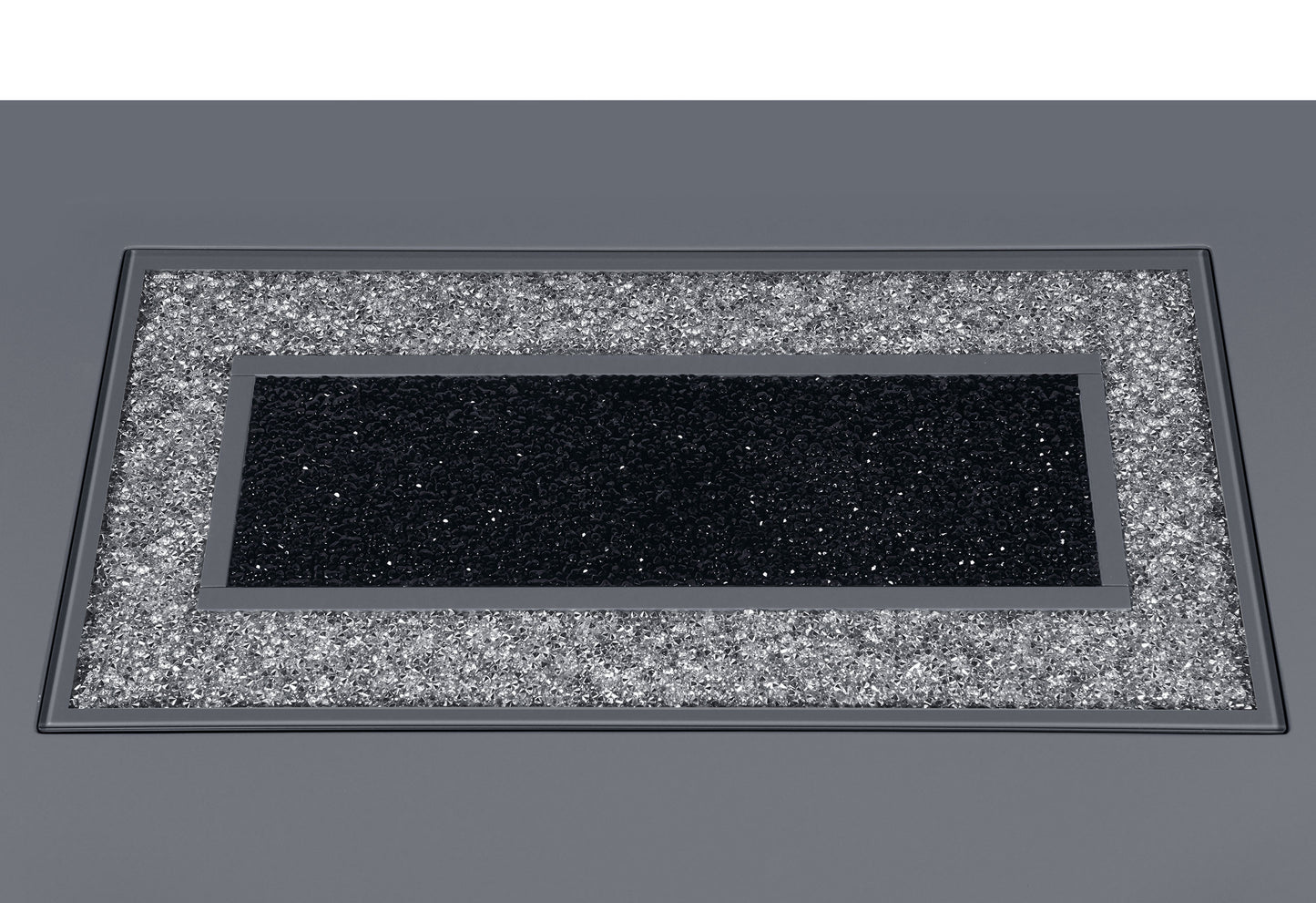 79" Dark Gray Faux Crystals Glass and Wood Pedestal Base Dining Table