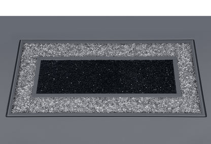 79" Dark Gray Faux Crystals Glass and Wood Pedestal Base Dining Table