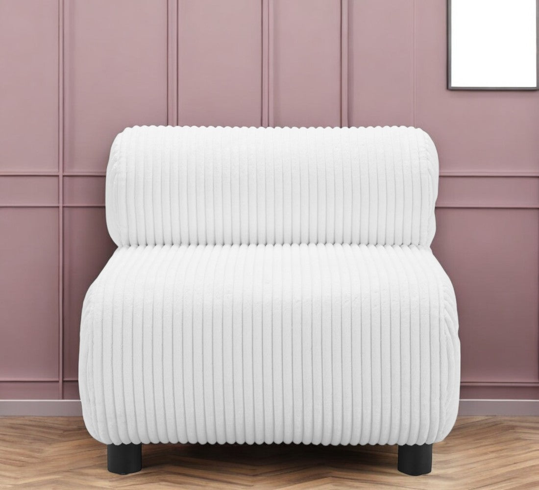 31" White And Black Corduroy And Upholstered Side Chair