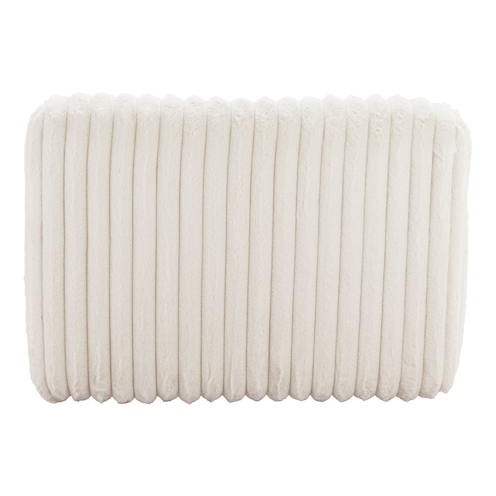 39" Cream Faux Fur And Upholstered Tufted Lounge Chair
