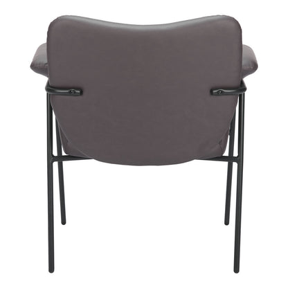 31" Brown And Black Faux Leather And Faux Leather Arm Chair