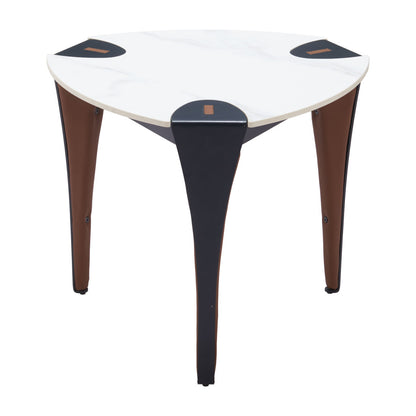 20" White Faux Marble and Steel End Table