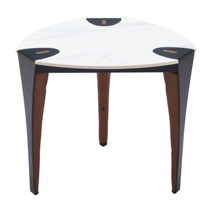 20" White Faux Marble and Steel End Table
