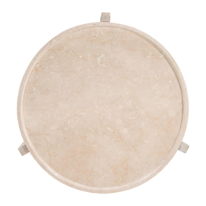 30" Natural Genuine Marble and Marble Round Coffee Table