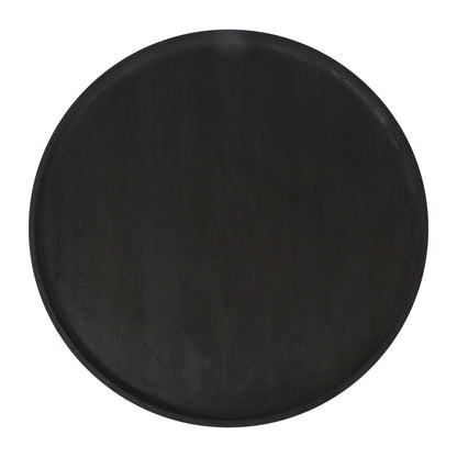 28" Black Solid Wood Round Pedestal Coffee Table