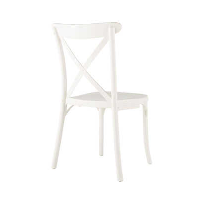 Set of Two White Heavy Duty Plastic Outdoor Stacking Dining Chairs