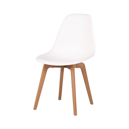 Set of Four White and Natural Heavy Duty Plastic Dining Side Chairs