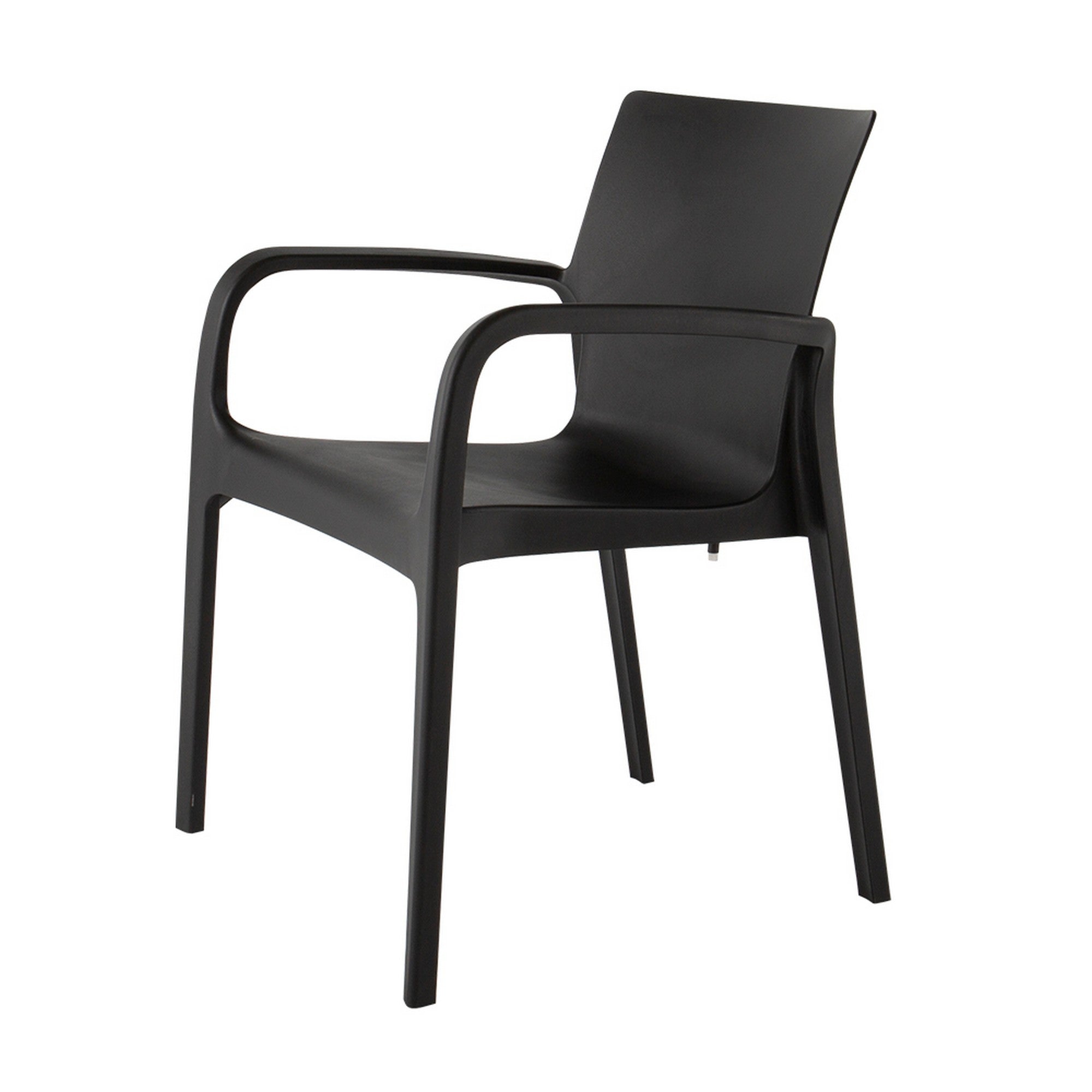 Set of Two Black Heavy Duty Plastic Outdoor Stacking Dining Chairs