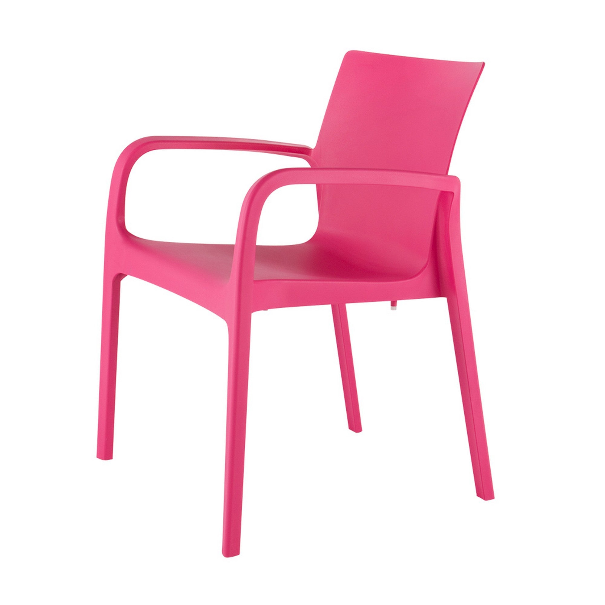 Set of Two Fuchsia Heavy Duty Plastic Outdoor Stacking Dining Chairs
