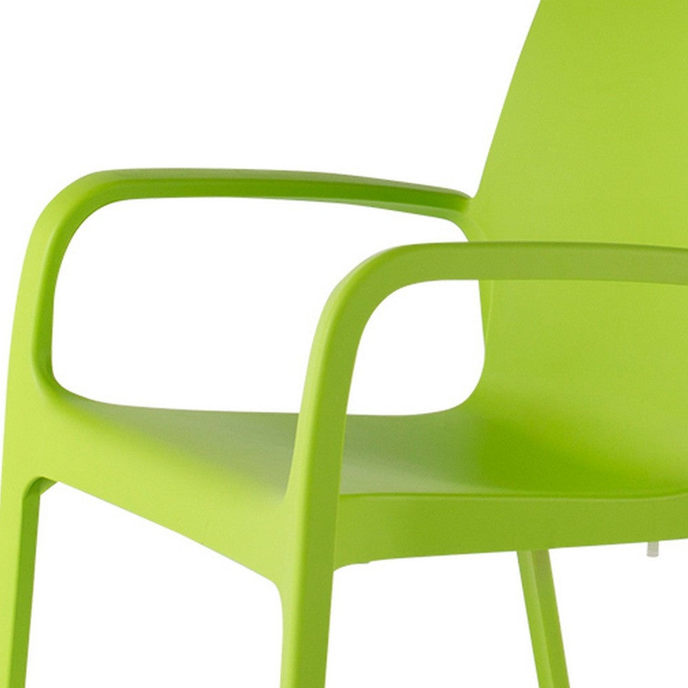 Set of Two Green Heavy Duty Plastic Outdoor Stacking Dining Chairs