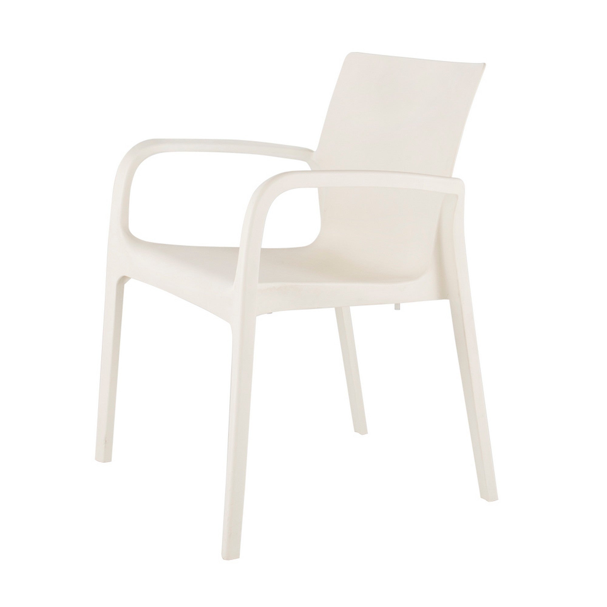 Set of Two White Heavy Duty Plastic Outdoor Stacking Dining Chairs