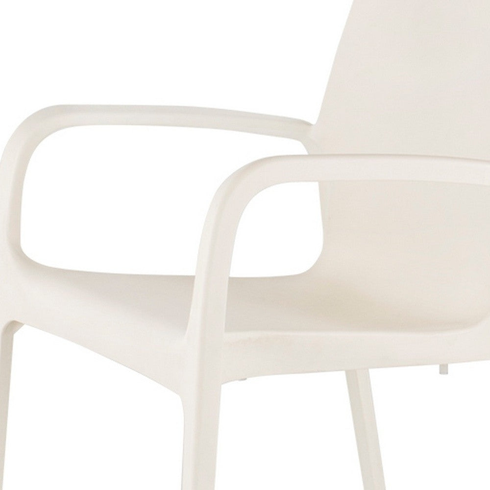 Set of Two White Heavy Duty Plastic Outdoor Stacking Dining Chairs