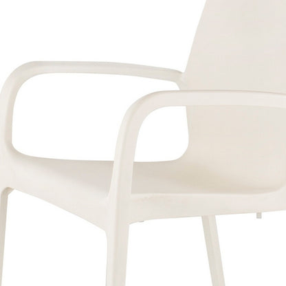 Set of Two White Heavy Duty Plastic Outdoor Stacking Dining Chairs