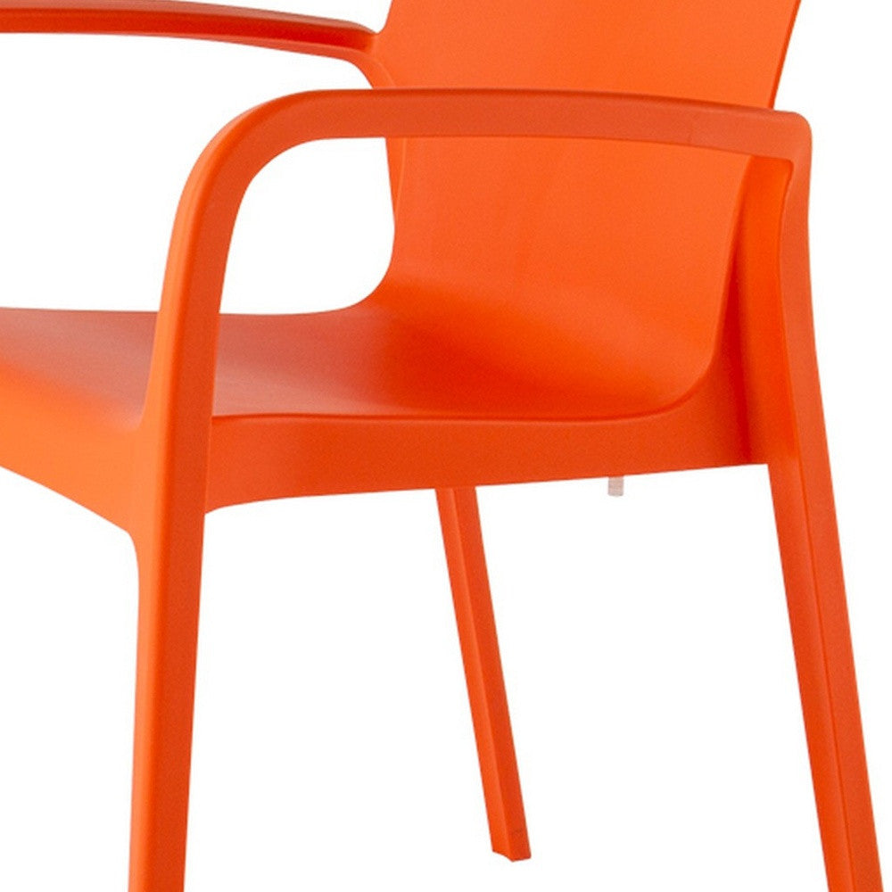 Set of Two Orange Heavy Duty Plastic Outdoor Stacking Dining Chairs