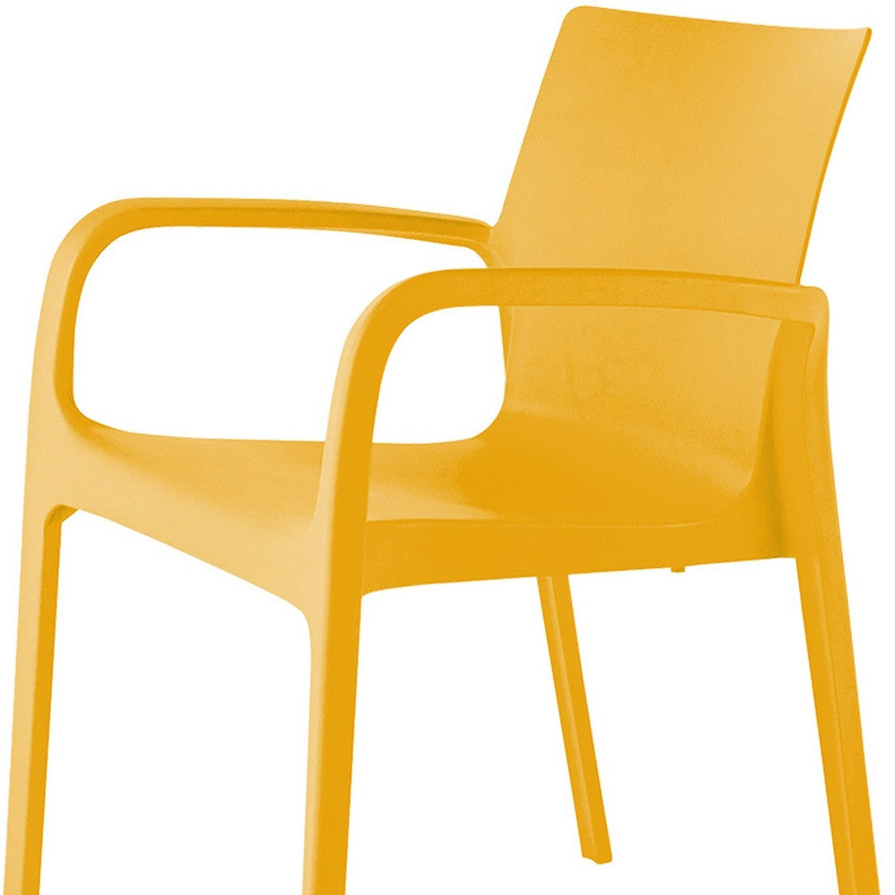 Set of Two Gold Heavy Duty Plastic Outdoor Stacking Dining Chairs
