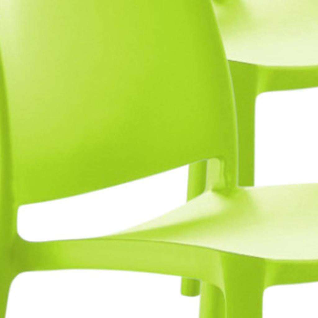 Set of Four Green Heavy Duty Plastic Outdoor Stacking Dining Chairs