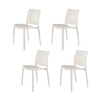 Set of Four White Heavy Duty Plastic Outdoor Stacking Dining Chairs