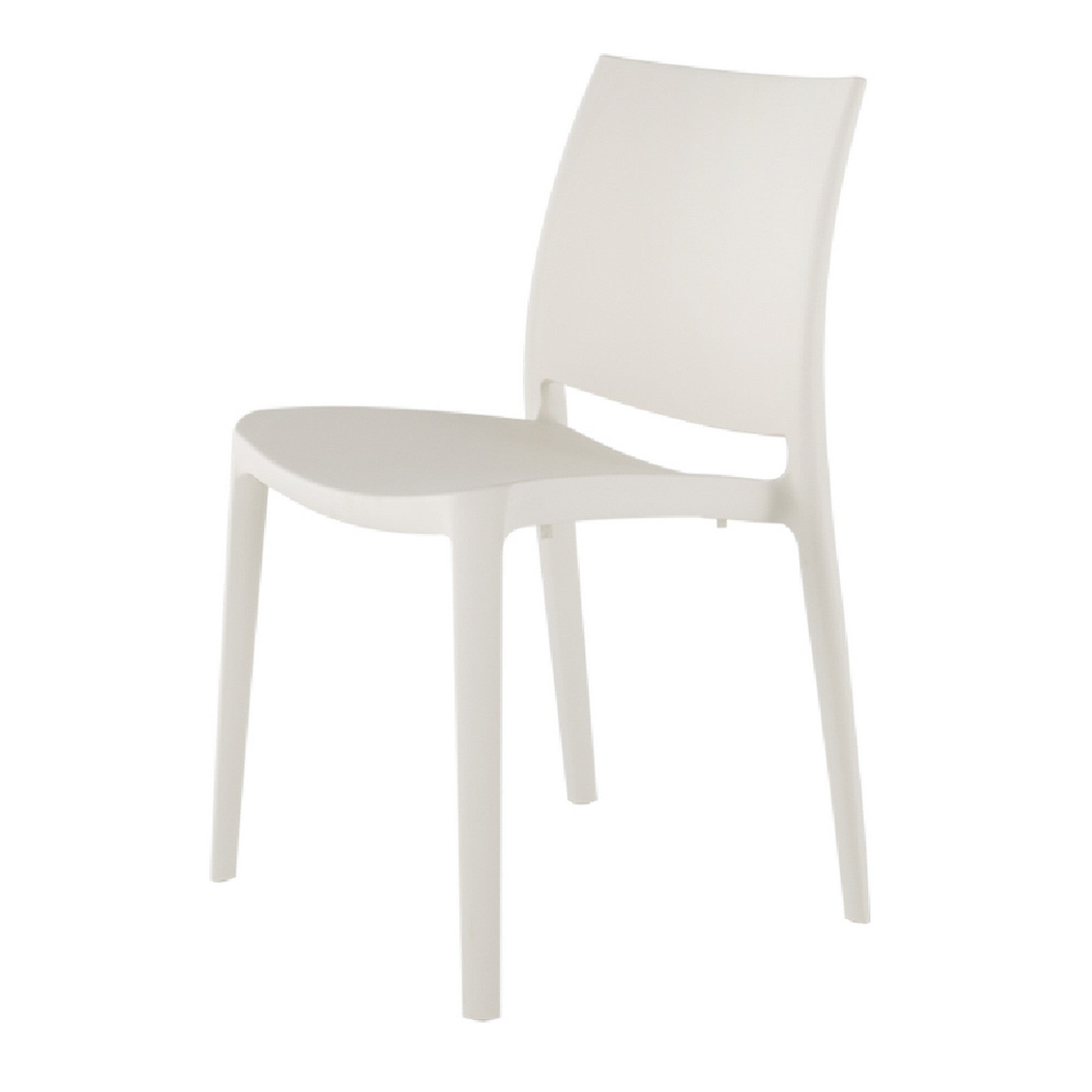 Set of Four White Heavy Duty Plastic Outdoor Stacking Dining Chairs